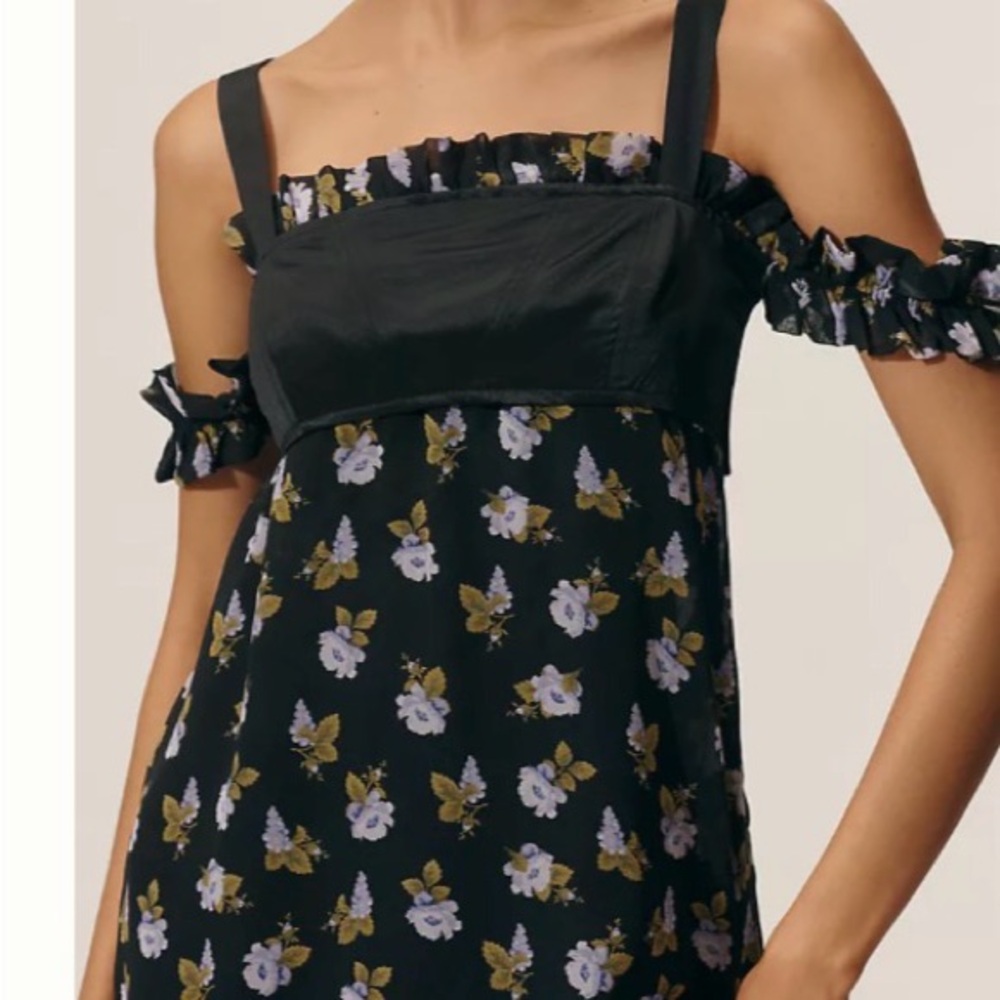 Maeve Black/purple Floral Cold-Shoulder Maxi Dress